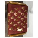 Vintage Wooden Vanity Stool with Floral Embroidered Cushion