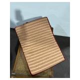 Vintage Wooden Vanity Stool with Floral Embroidered Cushion