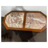 Vintage Marble Top Coffee Table with Intricate Carved Legs
