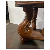 Vintage Marble Top Coffee Table with Intricate Carved Legs