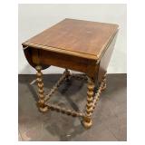 Vintage Drop Leaf Wooden Dining Table with Bobbin Turned Legs