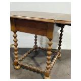 Vintage Drop Leaf Wooden Dining Table with Bobbin Turned Legs