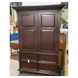 Ralph Lauren 80" Tall Wooden Wardrobe with Shelves and Drawers