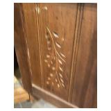 Vintage Oak Secretary Desk with Intricate Carvings