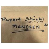 Framed Signed Print by  Rupert Stockl, Munich 1982