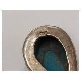 Sterling Silver Turquoise Pendant with Intricate Design
