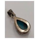 Sterling Silver Turquoise Pendant with Intricate Design