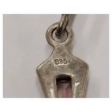 Vintage Sterling Silver Cross Pendant Pink Gemstones