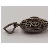 LIND Sterling Silver Filigree Locket Pendant with Garnet