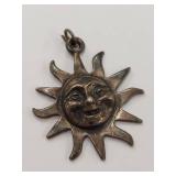 Sterling Silver Sun Face Pendant Charm