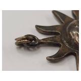 Sterling Silver Sun Face Pendant Charm