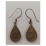 Vintage Sterling Silver Filigree Teardrop Earrings