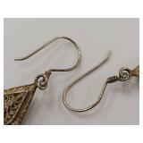 Vintage Sterling Silver Filigree Teardrop Earrings
