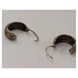Vintage Sterling Silver .925 Floral Hoop Earrings
