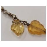 Sterling Silver Dangle Earrings with Glass leaf Charms