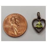 Sterling Silver Heart Pendant with Green Gemstone