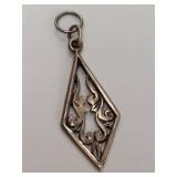 Ornate Sterling Silver Scroll Design Pendant