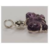 Beautiful Sterling Silver Butterfly Pendant with a Floral accent