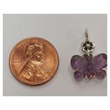 Beautiful Sterling Silver Butterfly Pendant with a Floral accent