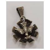 Vintage Sterling Silver Bird Pendant Cross Design