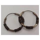 Sterling Silver Hoop Earrings Intricate Design