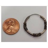 Sterling Silver Hoop Earrings Intricate Design