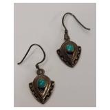 Vintage Sterling Silver 925 Turquoise Earrings