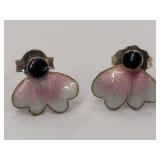 Vintage Sterling Silver Enamel Earrings