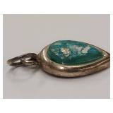 Sterling Silver Pendant with Blue Multicolored Stone