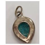 Sterling Silver Pendant with Blue Multicolored Stone