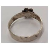 Vintage Sterling Silver Floral Pearl Accent Ring