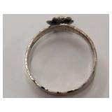 Vintage Sterling Silver Floral Pearl Accent Ring