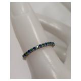 Sterling Silver Band Ring with Blue Green Gemstones