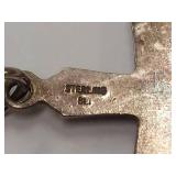 Vintage Sterling Silver Cross Pendant Hammered Design