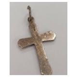 Vintage Sterling Silver Cross Pendant Hammered Design