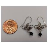 Elegant Sterling Silver Earrings with Black Beads