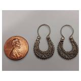 Vintage Sterling Silver Filigree Hoop Earrings