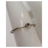 Vintage Sterling Silver Ring with Purple Gemstone Minimalist Design