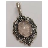 Vintage Style Sterling Silver Pendant with Stone