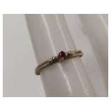 Sterling Silver Ring with Ruby Solitaire