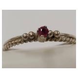 Sterling Silver Ring with Ruby Solitaire