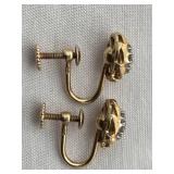 Vintage 14K Gold Round Diamond Cluster Screw Back Earrings, 10mm Diameter, 5.25 Grams Total Weight, 7 Round Diamonds per Earring