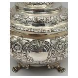 Antique Early 19th Century (1821) James Scott Dublin Irish Sterling Silver Claw Footed Tea Pot (Crowned Harp Hallmark) with Sugar Bowl & Cream Jug (1,624 grams Total Weight)