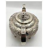 Antique Early 19th Century (1821) James Scott Dublin Irish Sterling Silver Claw Footed Tea Pot (Crowned Harp Hallmark) with Sugar Bowl & Cream Jug (1,624 grams Total Weight)