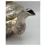 Antique Early 19th Century (1821) James Scott Dublin Irish Sterling Silver Claw Footed Tea Pot (Crowned Harp Hallmark) with Sugar Bowl & Cream Jug (1,624 grams Total Weight)