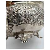 Antique Early 19th Century (1821) James Scott Dublin Irish Sterling Silver Claw Footed Tea Pot (Crowned Harp Hallmark) with Sugar Bowl & Cream Jug (1,624 grams Total Weight)