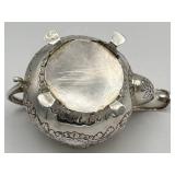 Antique Early 19th Century (1821) James Scott Dublin Irish Sterling Silver Claw Footed Tea Pot (Crowned Harp Hallmark) with Sugar Bowl & Cream Jug (1,624 grams Total Weight)