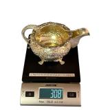 Antique Early 19th Century (1821) James Scott Dublin Irish Sterling Silver Claw Footed Tea Pot (Crowned Harp Hallmark) with Sugar Bowl & Cream Jug (1,624 grams Total Weight)