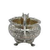 Antique Early 19th Century (1821) James Scott Dublin Irish Sterling Silver Claw Footed Tea Pot (Crowned Harp Hallmark) with Sugar Bowl & Cream Jug (1,624 grams Total Weight)