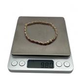 14K Gold Round Diamonds & Ruby Tennis Bracelet (7-inch), 50 Diamonds, 25 Rubies, (9.8 Grams Total Weight)